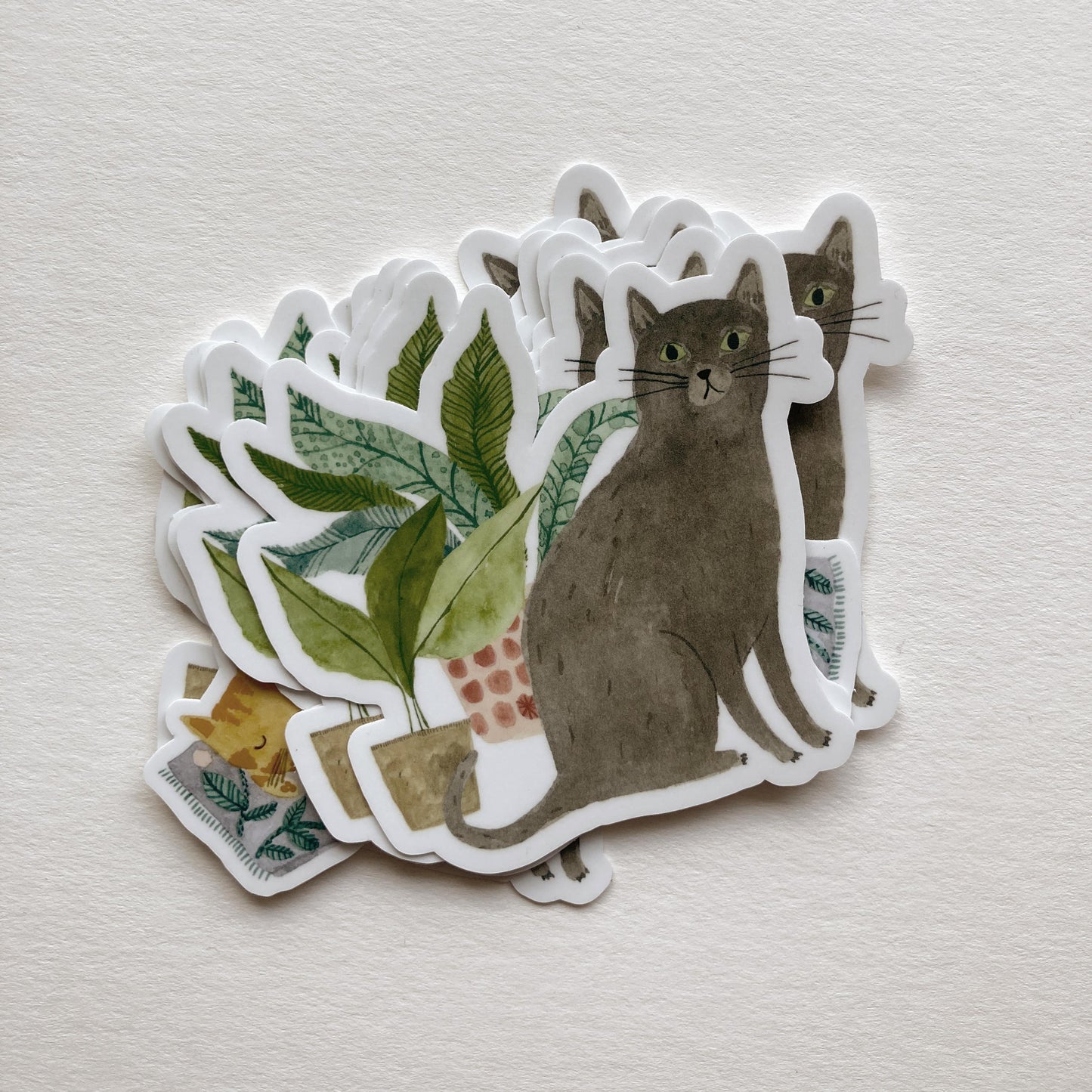 Cat and Houseplant Sticker