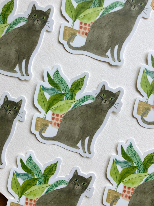 Cat and Houseplant Sticker