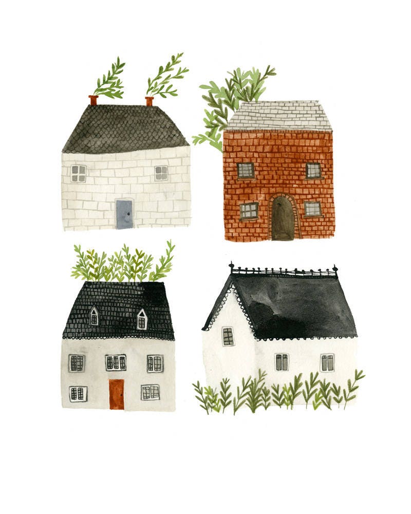 Four Houses Giclée print