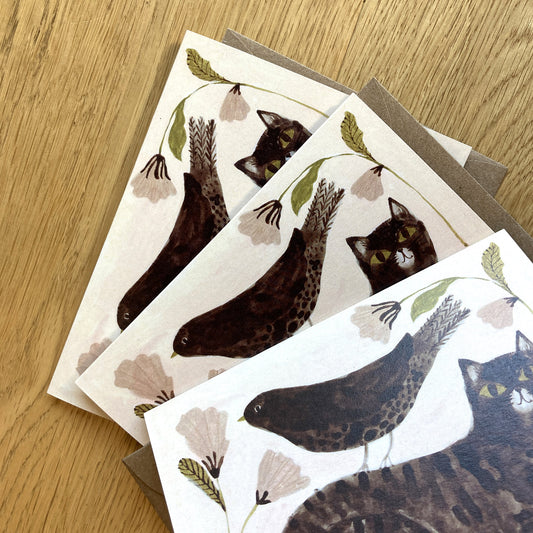 Cat and Bird Friendship Greeting Card