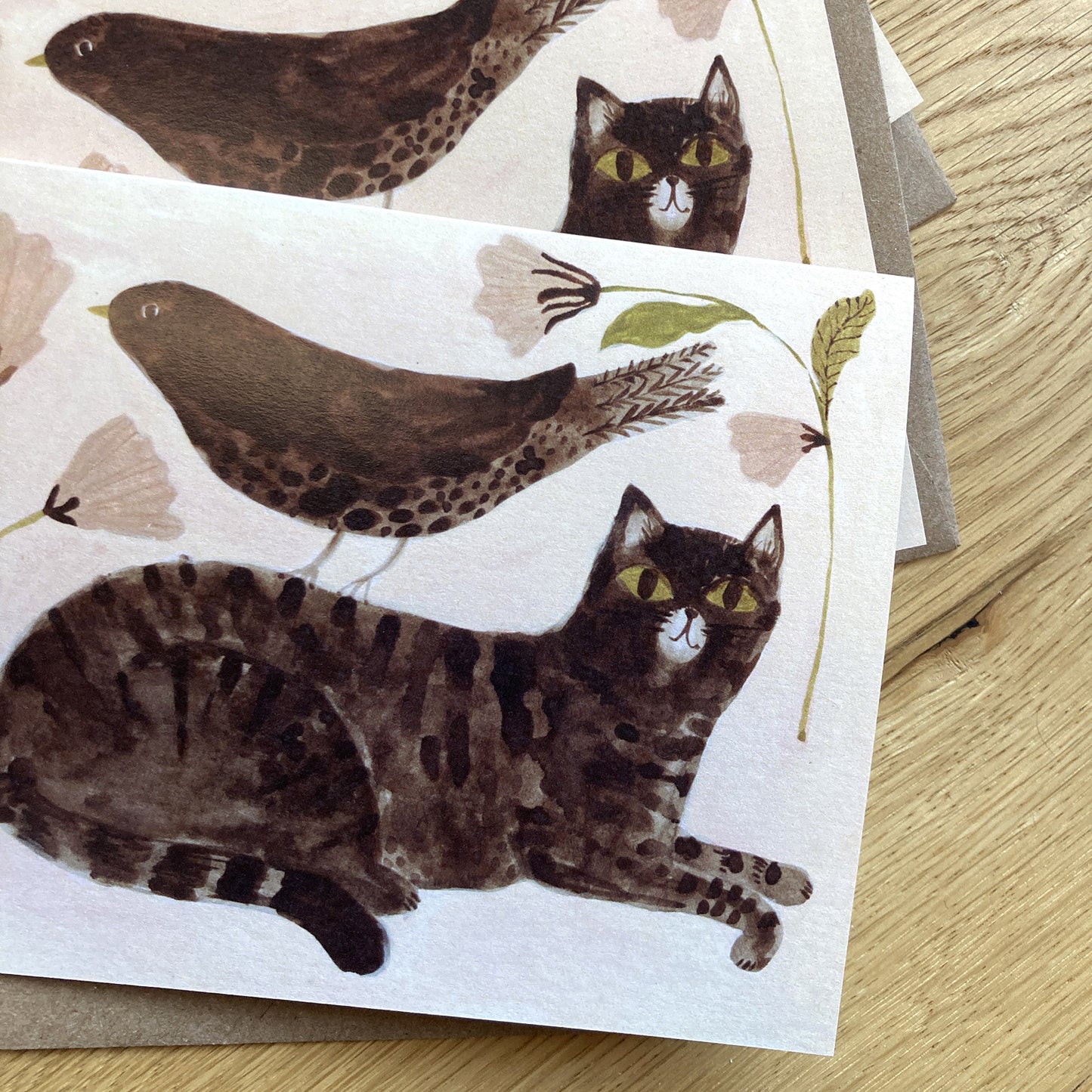 Cat and Bird Friendship Greeting Card