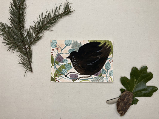 A Bird for Autumn 2 Original Tiny Painting