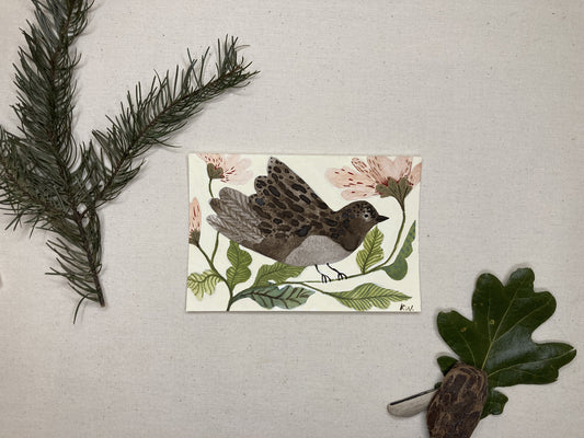 A Bird for Autumn 3 Original Tiny Painting