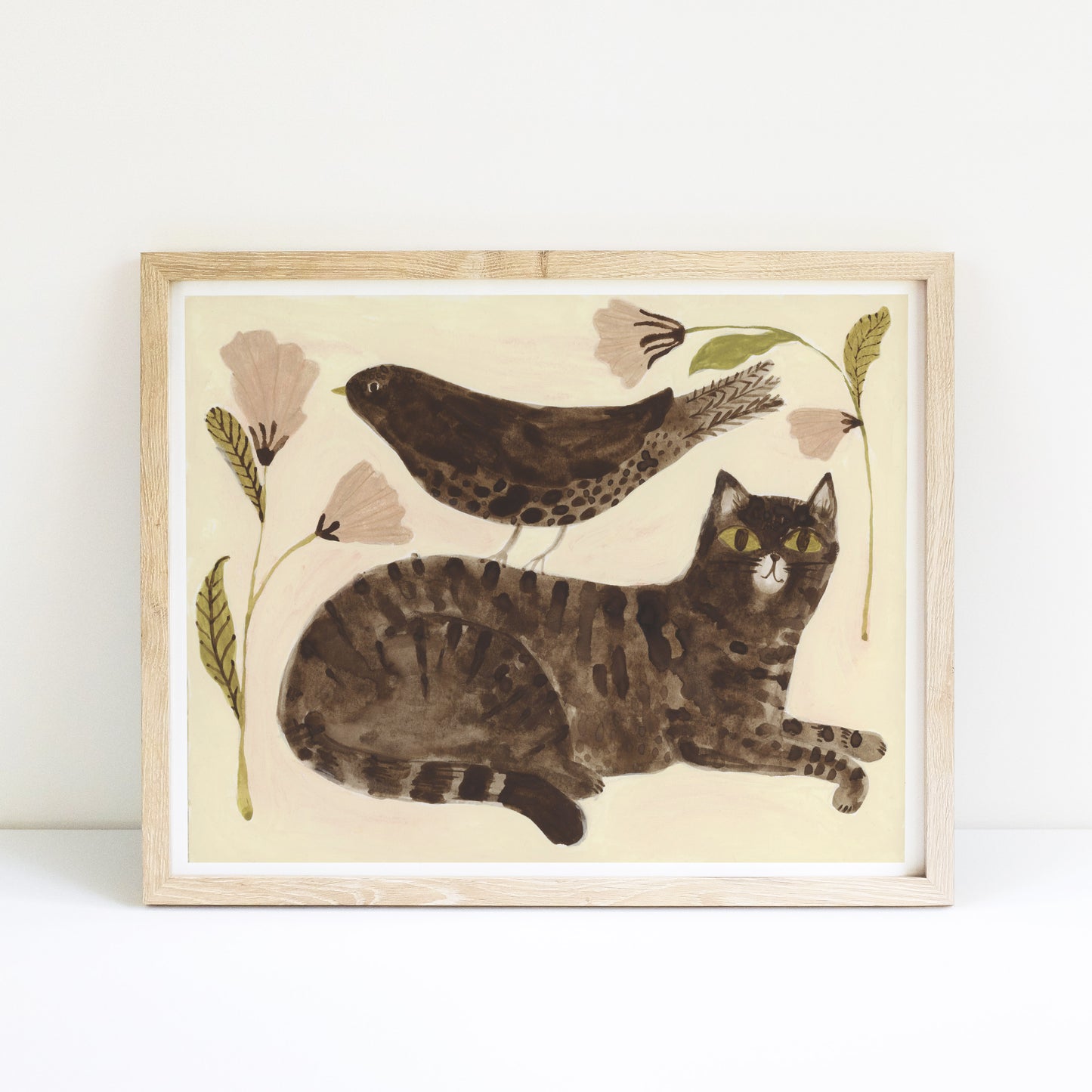 Cat and Bird Giclée Print