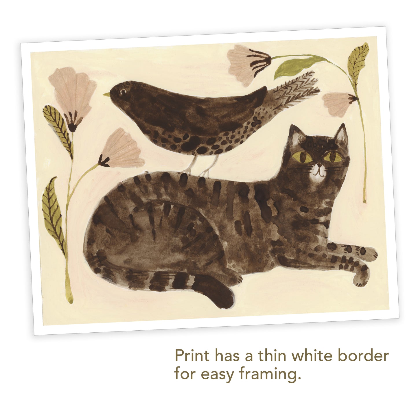 Cat and Bird Giclée Print