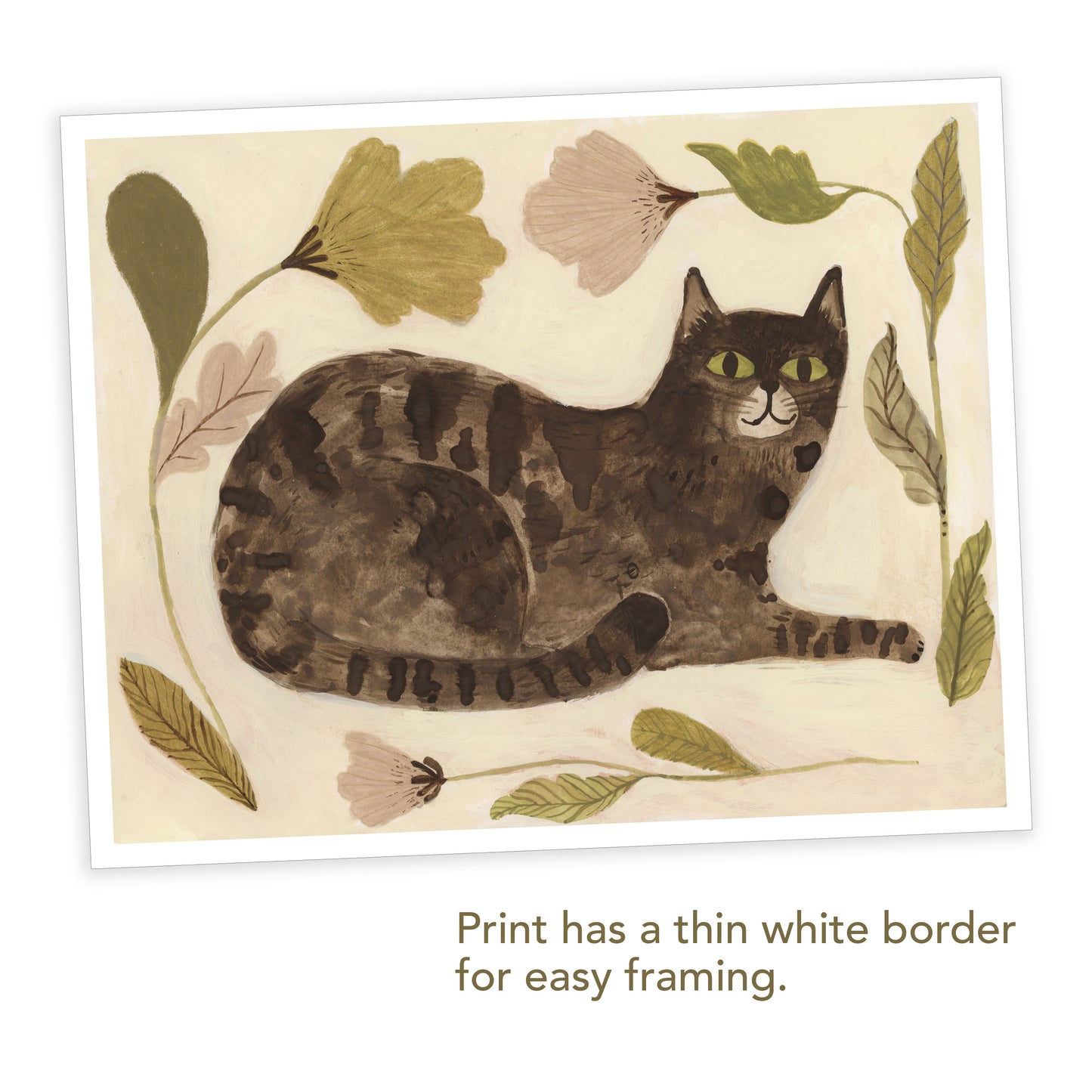 Cat and Flowers Giclée Print