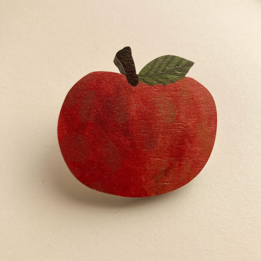 Happy Apple Wooden Pin