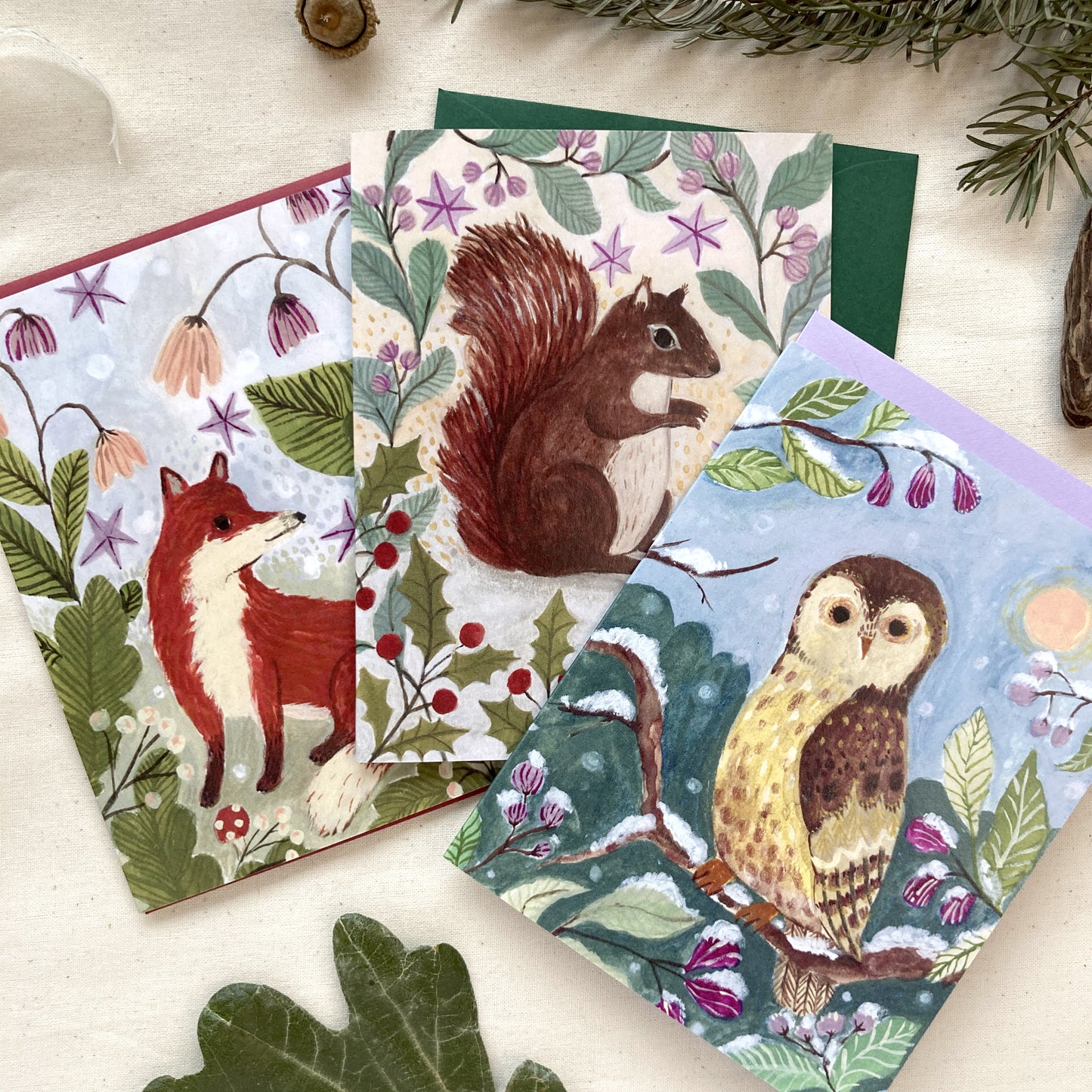 Set of 6 Winter Animals Greeting Cards
