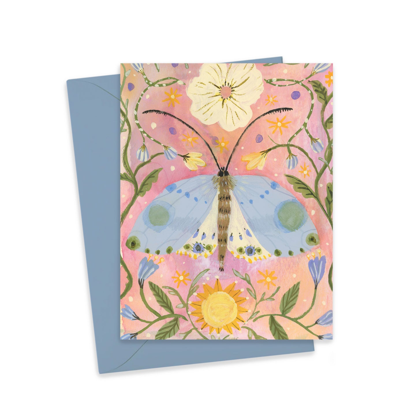 NEW! Celestial Moth in Blue Greeting Card