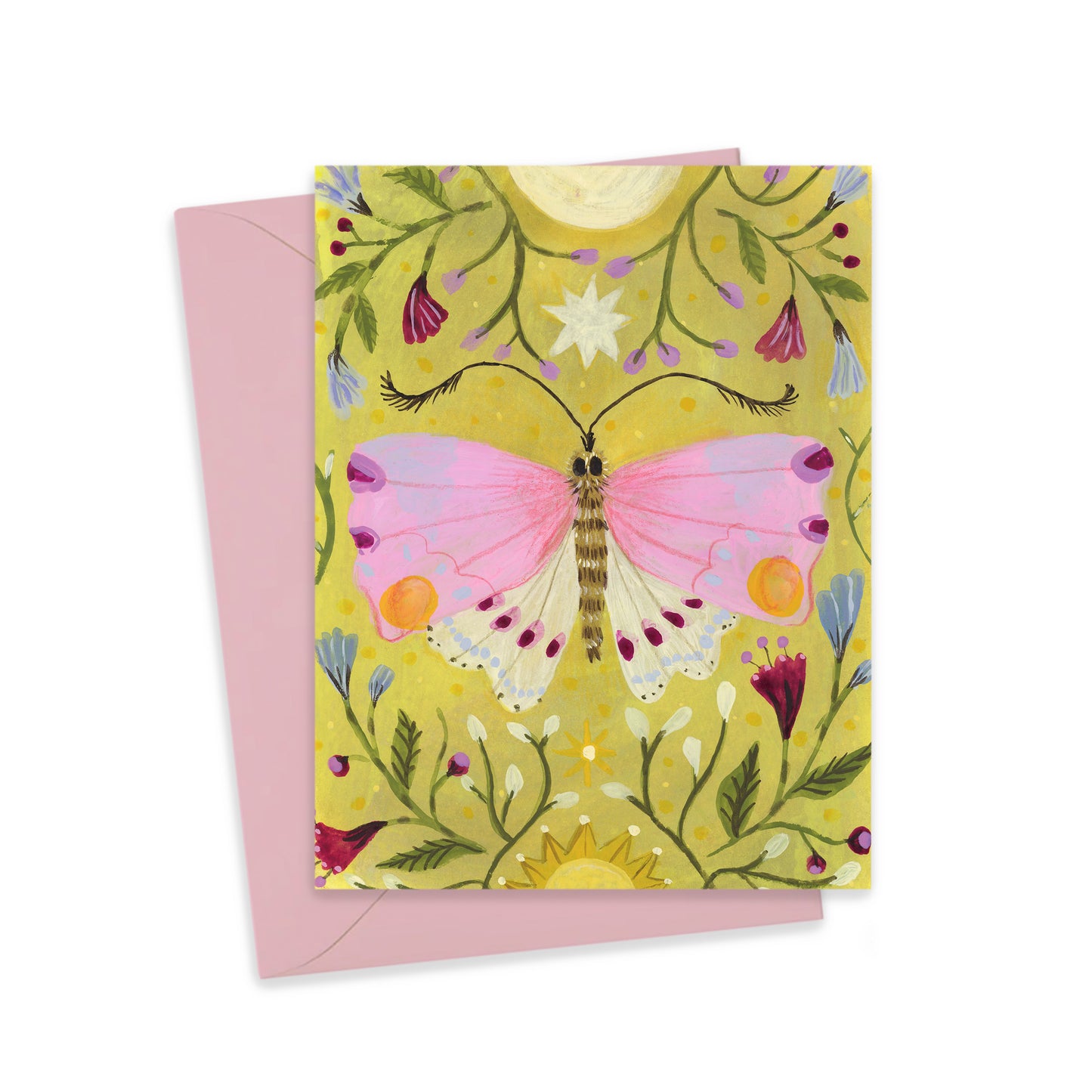 NEW! Celestial Moth in Pink Greeting Card