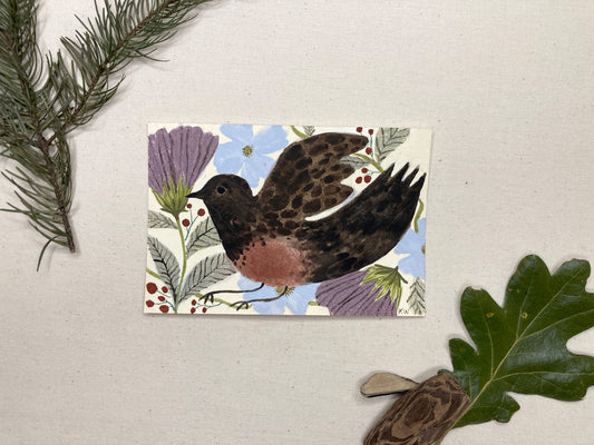 A Bird for Autumn 1 Original Tiny Painting