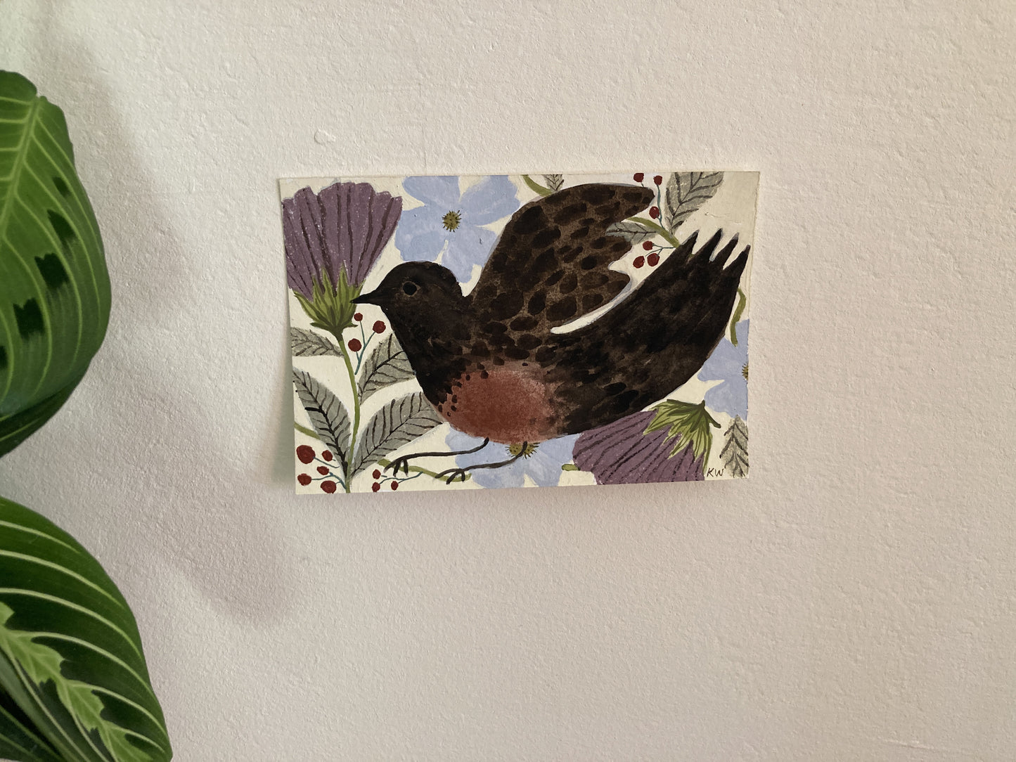 A Bird for Autumn 1 Original Tiny Painting