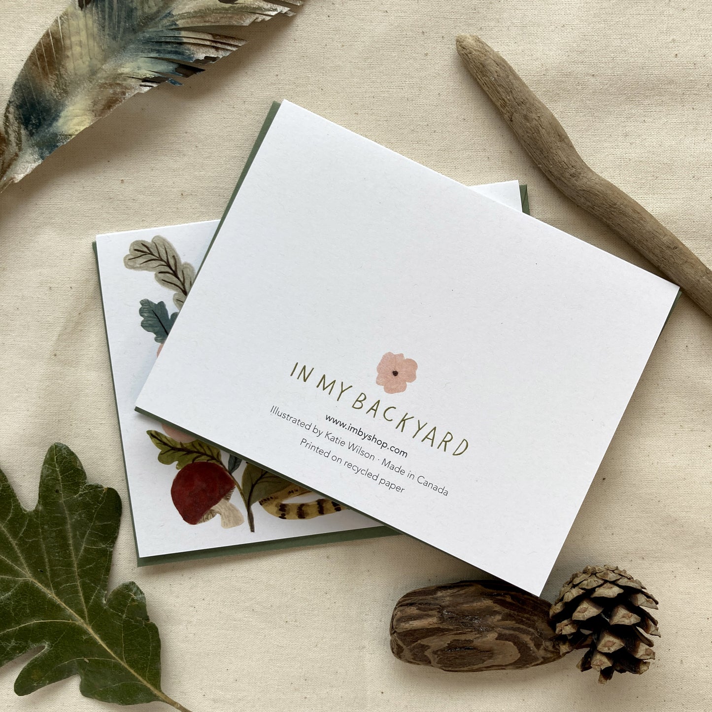 Cat and Mushrooms Greeting Card