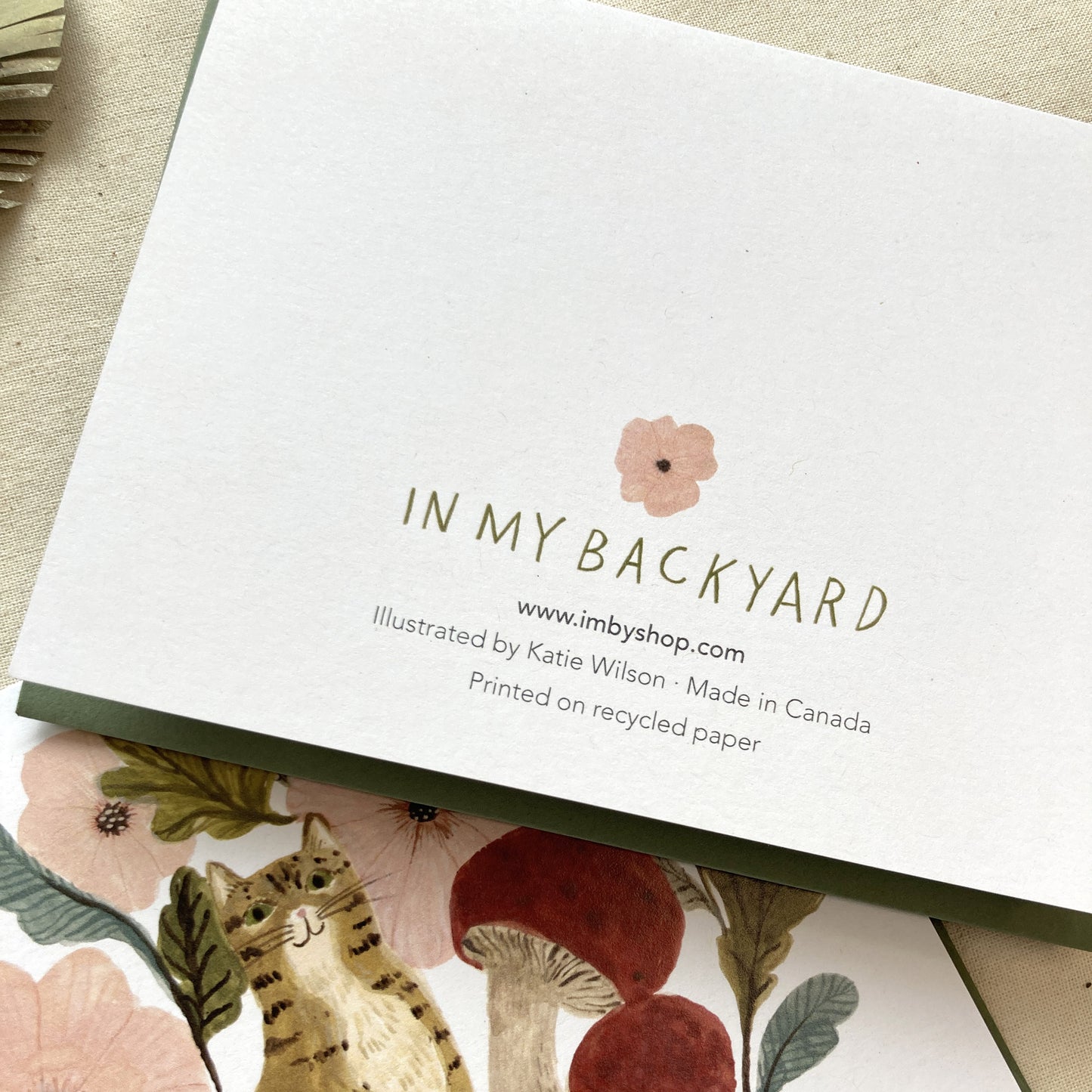 Cat and Mushrooms Greeting Card