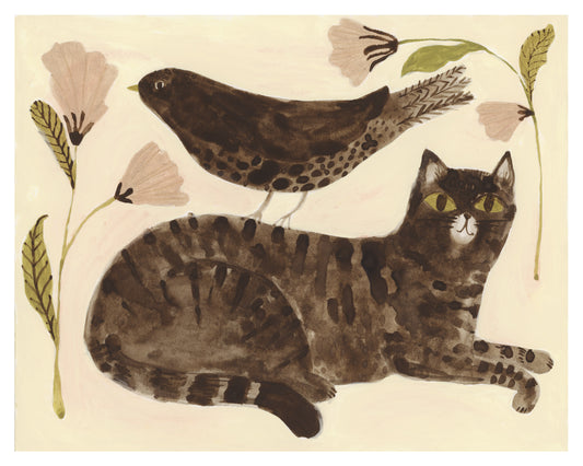 Cat and Bird Giclée Print