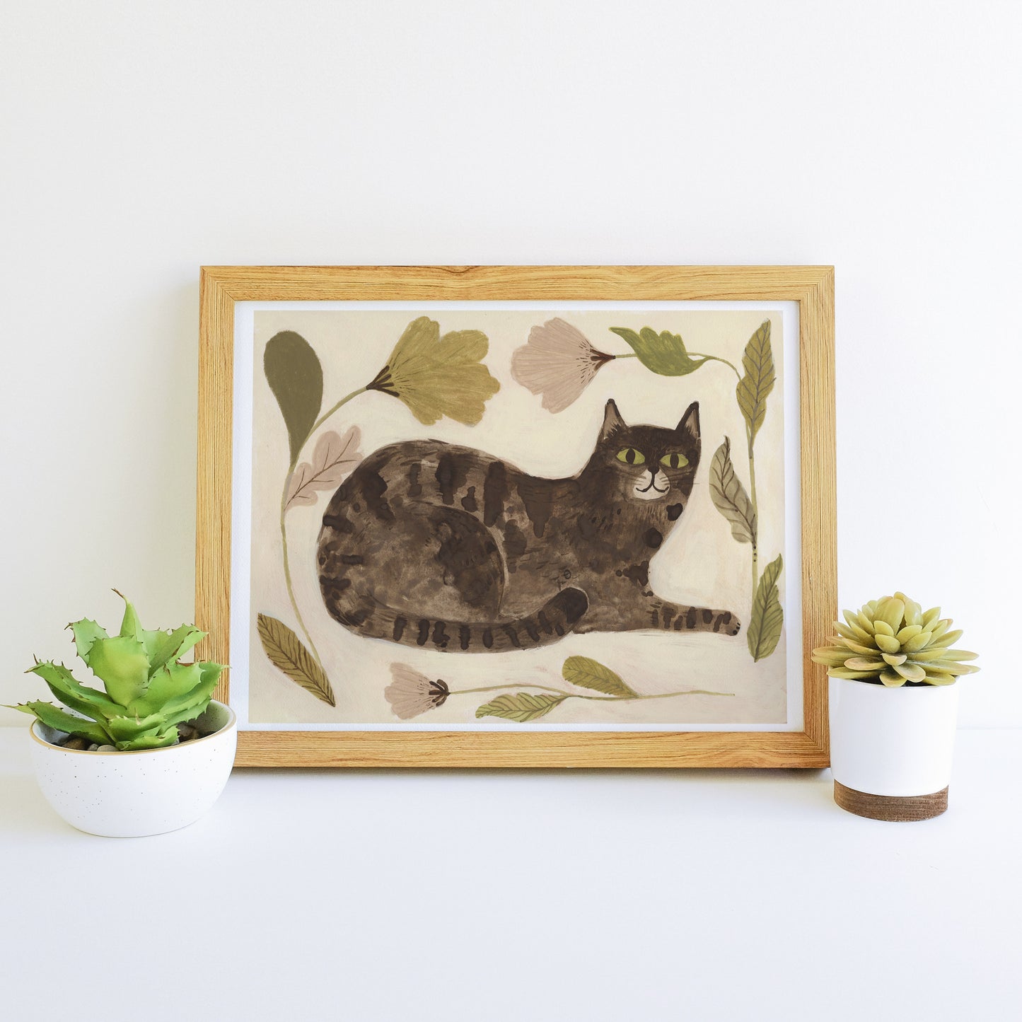 Cat and Flowers Giclée Print