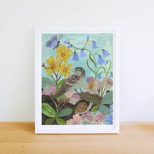 Primula and Sparrow Giclée print