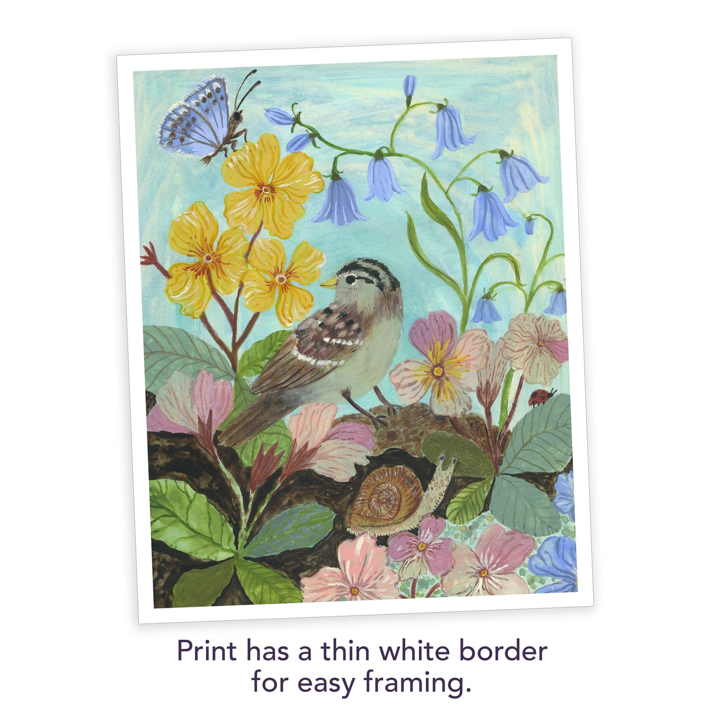 Primula and Sparrow Giclée print