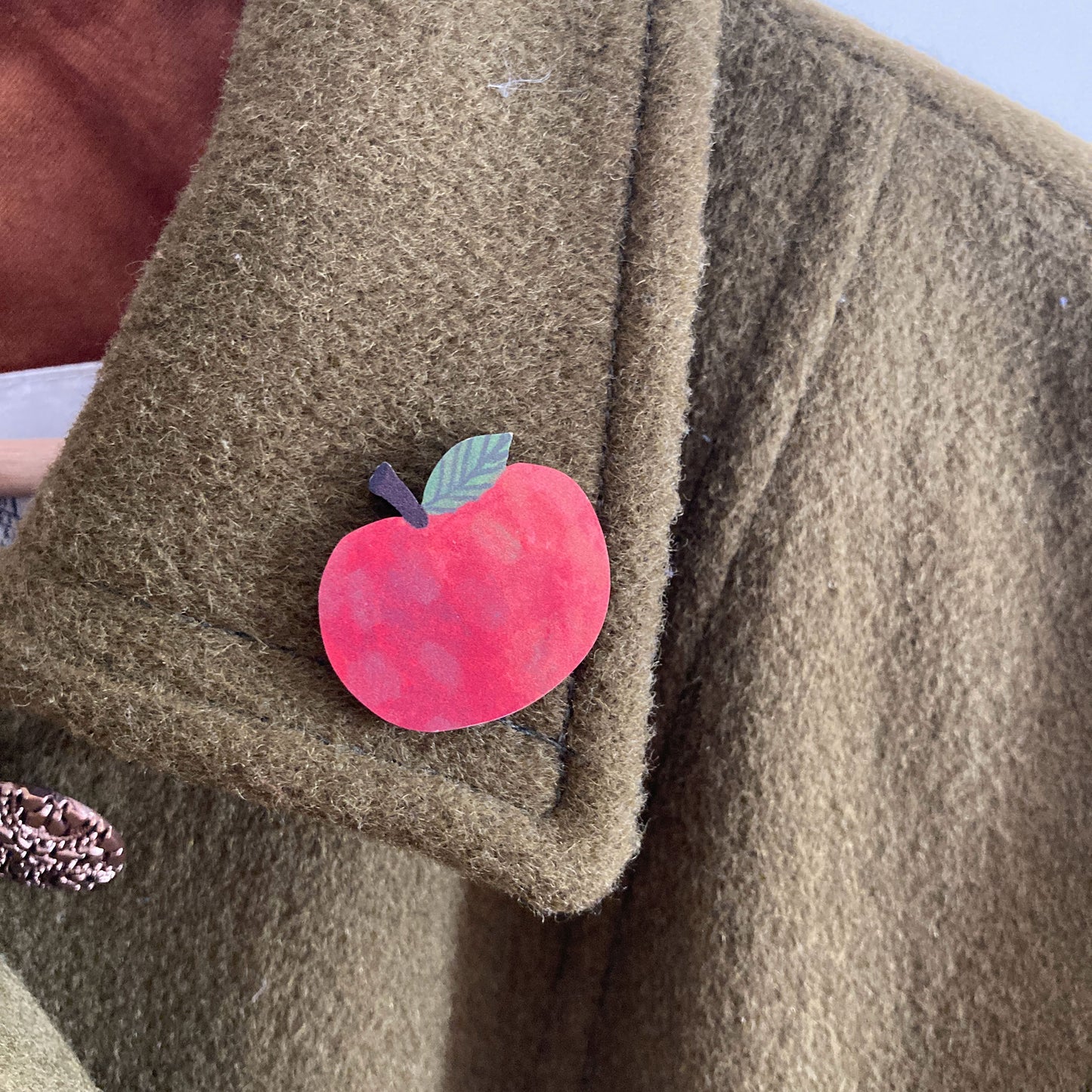 Happy Apple Wooden Pin