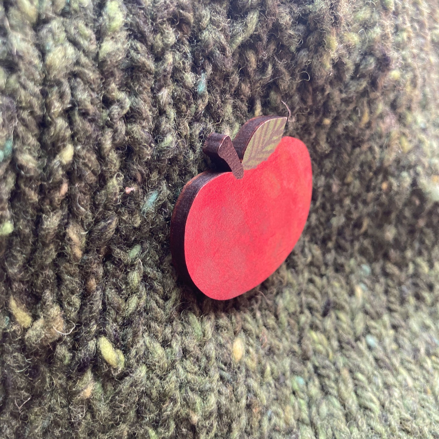 Happy Apple Wooden Pin