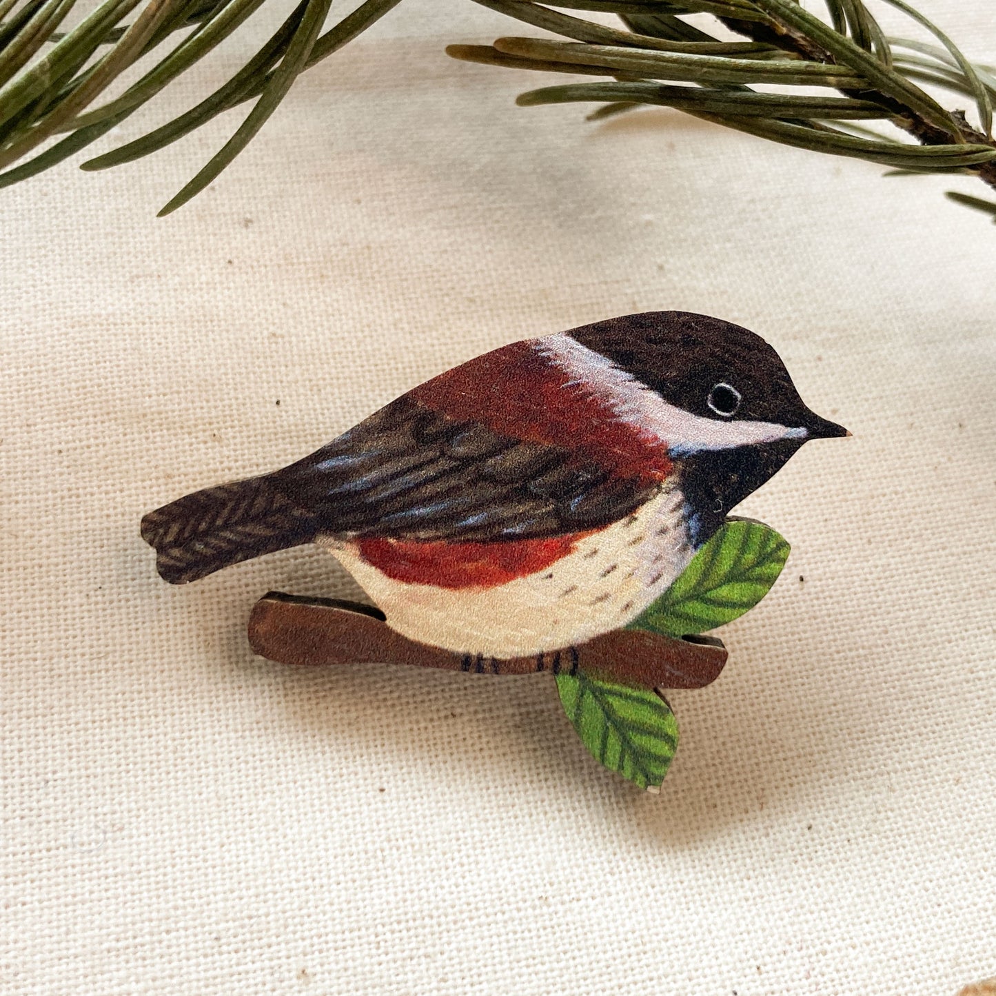 Sweet Chickadee Wooden Pin