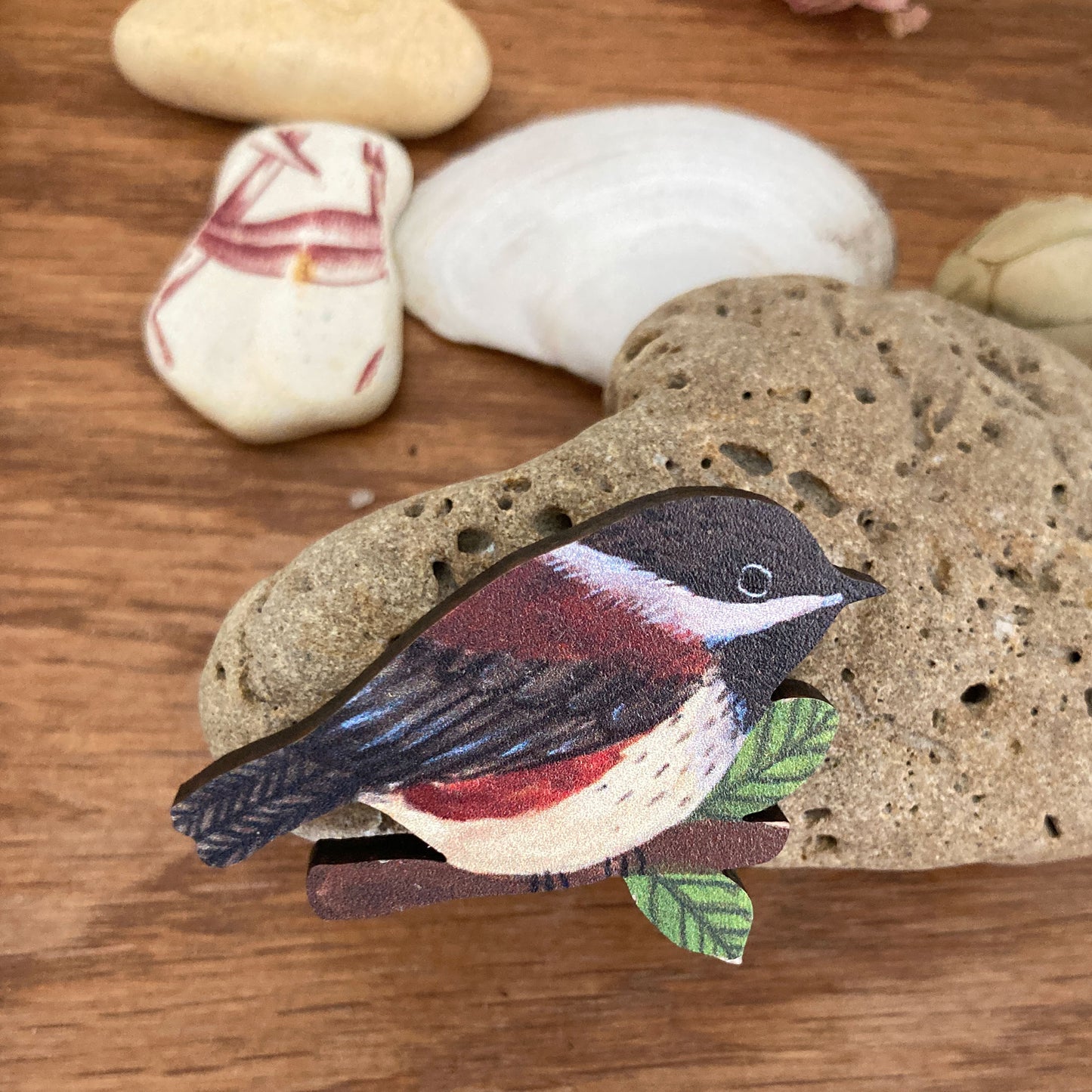 Sweet Chickadee Wooden Pin