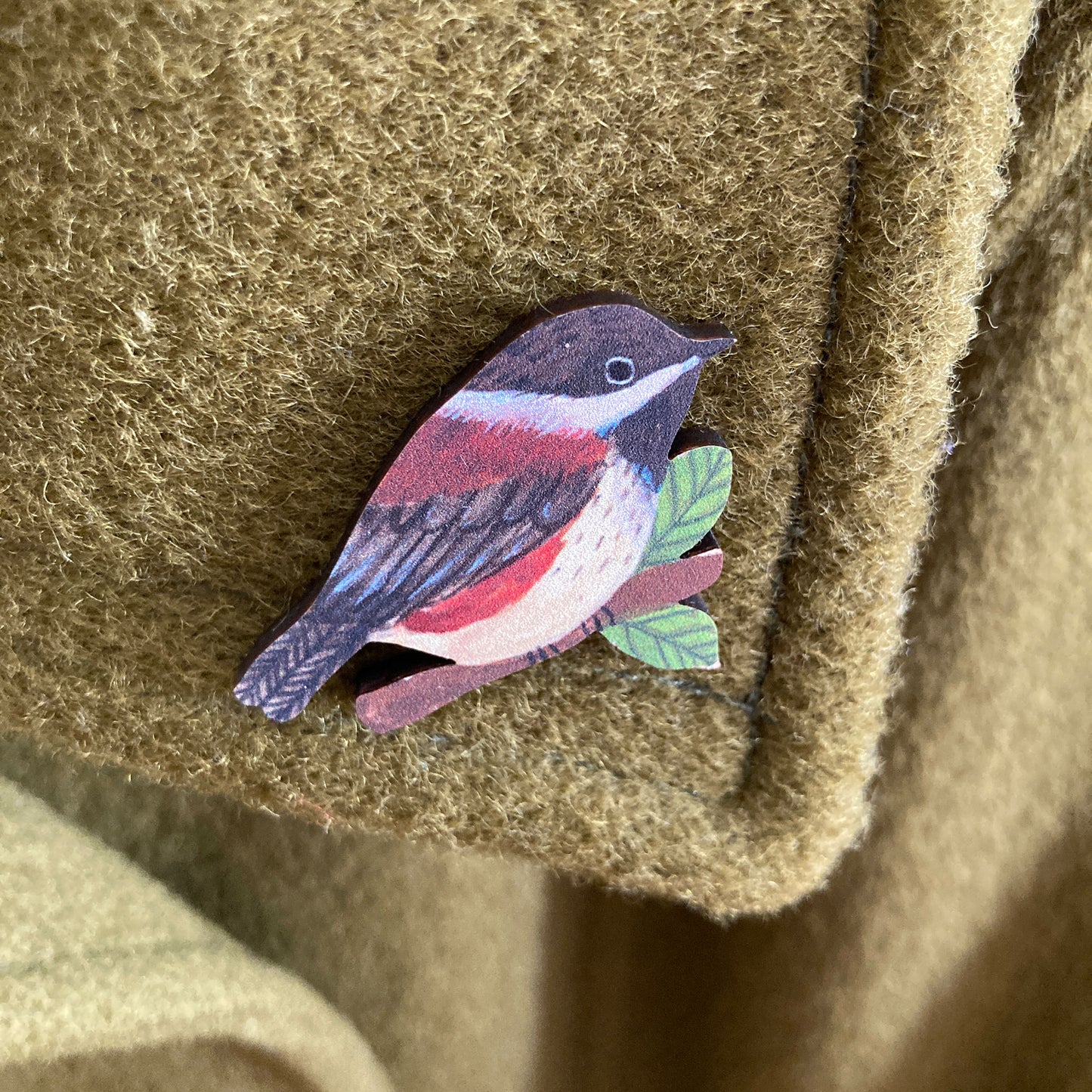 Sweet Chickadee Wooden Pin