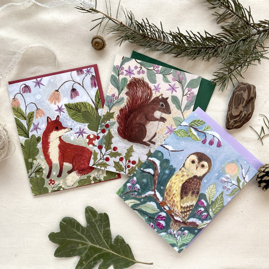 Set of 6 Winter Animals Greeting Cards